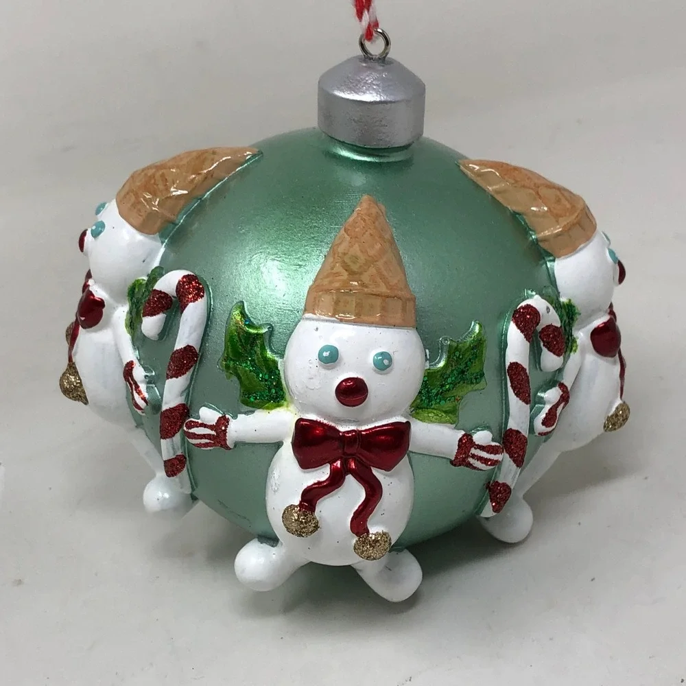 Mr Bingle 2022 Christmas Ball Ornament Green Snowman Candy Cane
